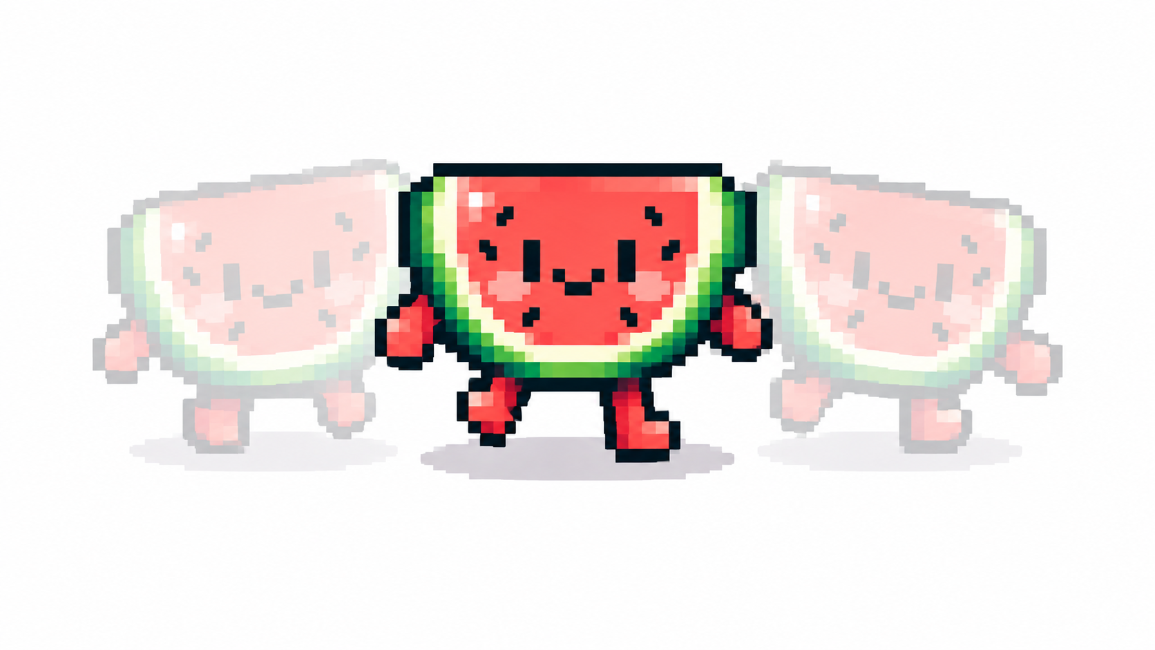 Sprite with red previous frame ghost and blue next frame ghost in onion skin