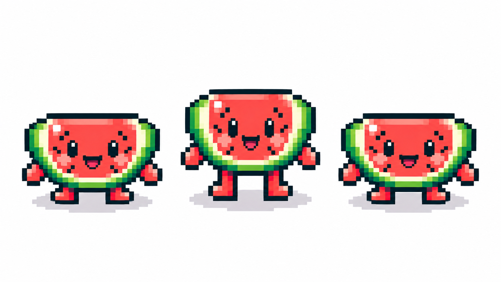 Three frames of a breathing slime idle loop at different heights