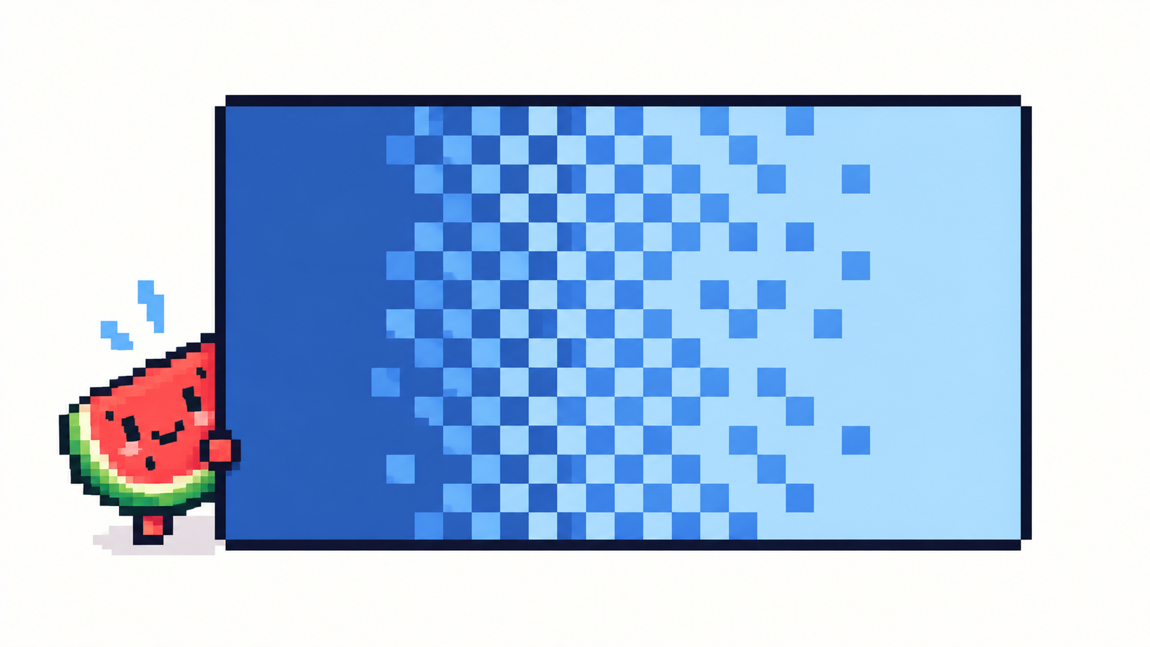 Close-up of checkerboard dithering pattern in two blue tones
